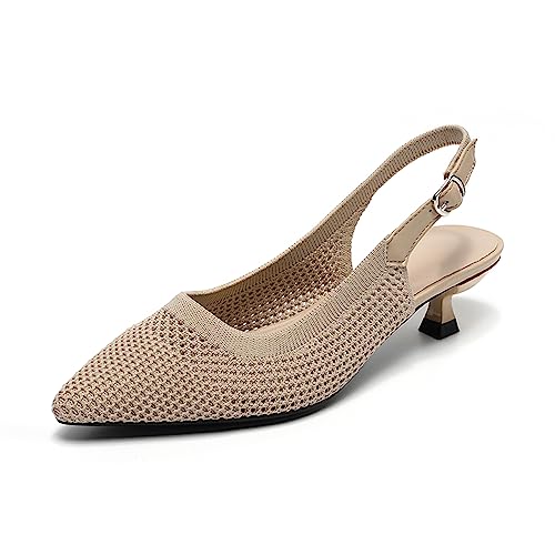 Image of youngshow Women's Slingback Kitten Heels for Work