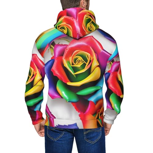 Pull à capuche homme veste décontractée manches longues zippée motif fleurs multicolores - 7