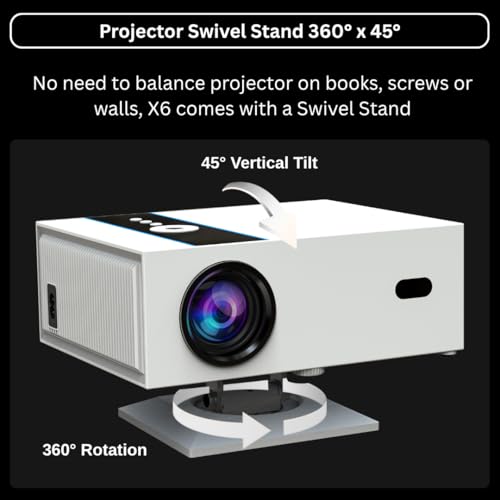 Image of Ghost Projector X6 Full HD Native 1080P, 4K Support | 11850 Lumens | Swivel Stand 360 * 35 Degree | Android 11 (2GB +16GB) | Auto (Focus + Keystone + Obstacle Avoidance) (White)