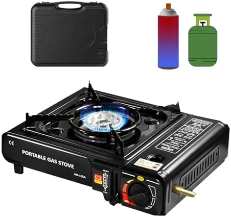 Hornillo de butano de 2900 W, hornillo de gas para camping y barb...