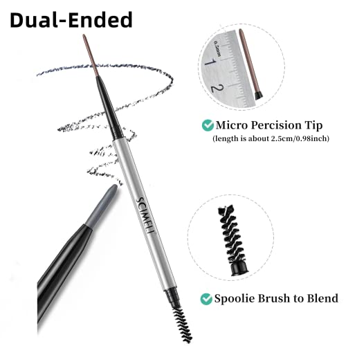 Eyebrow Pencil,2Pcs Professional Micro Brow Pencil With Spoolie Brush,Longwearing Waterproof Eyebrow Pencil,Eye Brow Pencils For Women.(Gray) #TOP1