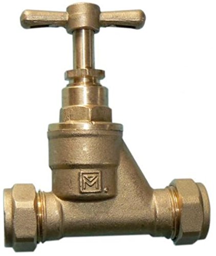 Pack of 5-22mm Brass Stopcock - Compression (Known as Water Stopcock/Mains Water Stopcock/Water Mains Stopcock/Water Main Stopcock / 22mm Stopcock Also Available in 15mm and 28mm)
