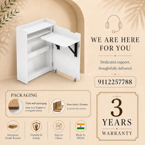 Image of Studio Kook Aria Engineered Wood Folding Study Table, Moonshine White