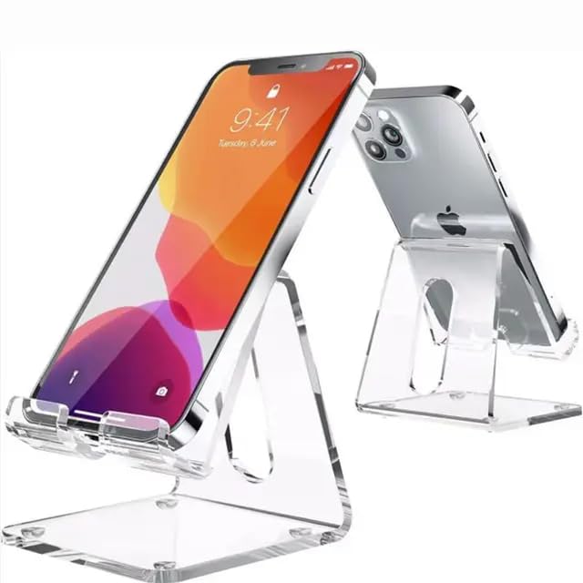 GEOCARTER Crystal Clear Acrylic Mobile Stand for Desk, Phone Holder
