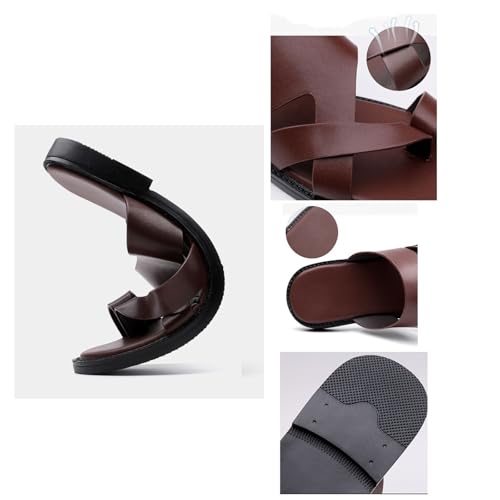 Yytcsjz Orthopedic Sandals for Men, Men's Summer Leather Slip-On Fashion Split Toe Bunion Corrector Sandals, Stylish Waterproof Athletic Outdoor Flip Flops, for Hallux Valgus, Plantar Fasciitis2