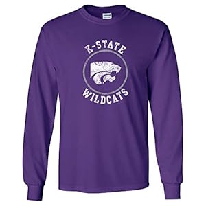 AL04 – Kansas State Wildcats Distressed Circle Logo Long Sleeve – 2X-Large – Purple
