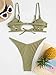 ZAFUL Women's Sexy Cutout Bikini Thong Bikini Set Tie Back Two Piece Swimsuit Bathing Suit (1-Light Green,M)