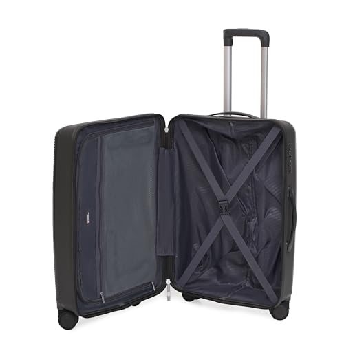 Image of SWISS MILITARY Maze 65CM Medium Hard Trolley Bag, Polypropylene Suitcase, TSA Lock 360 Wheels, Anti-Theft Zipper, Premium Lining Strong Handle, Travel Luggage - 67L Capacity