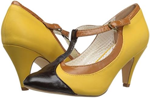 Pin Up Couture Women's Peach03/ylmcpu Dress Pump, Yellow/Multi Faux Leather, 8 M US | Image 6