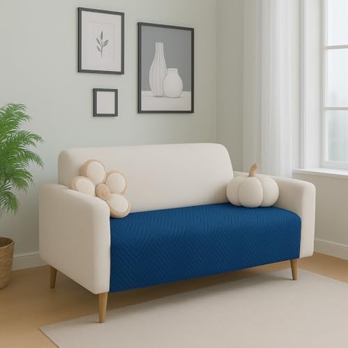 Image of Amazon Basics - Velvet Quilted Make Your Own Sofa Cover |2 Seater | Multi-Layered Fabric |120cm x 70cm | 350 GSM | Color - Navy Blue