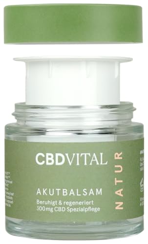CBD Akutbalsam | Beruhigende Hanfcreme für juckende & gereizte Haut | Naturkosmetik | 300mg Cannabidiol | Hochdosierte Hanf-Salbe - ideal auch als Tattoo Creme | Mit Ringelblume & CBD-Öl | CBDVITAL
