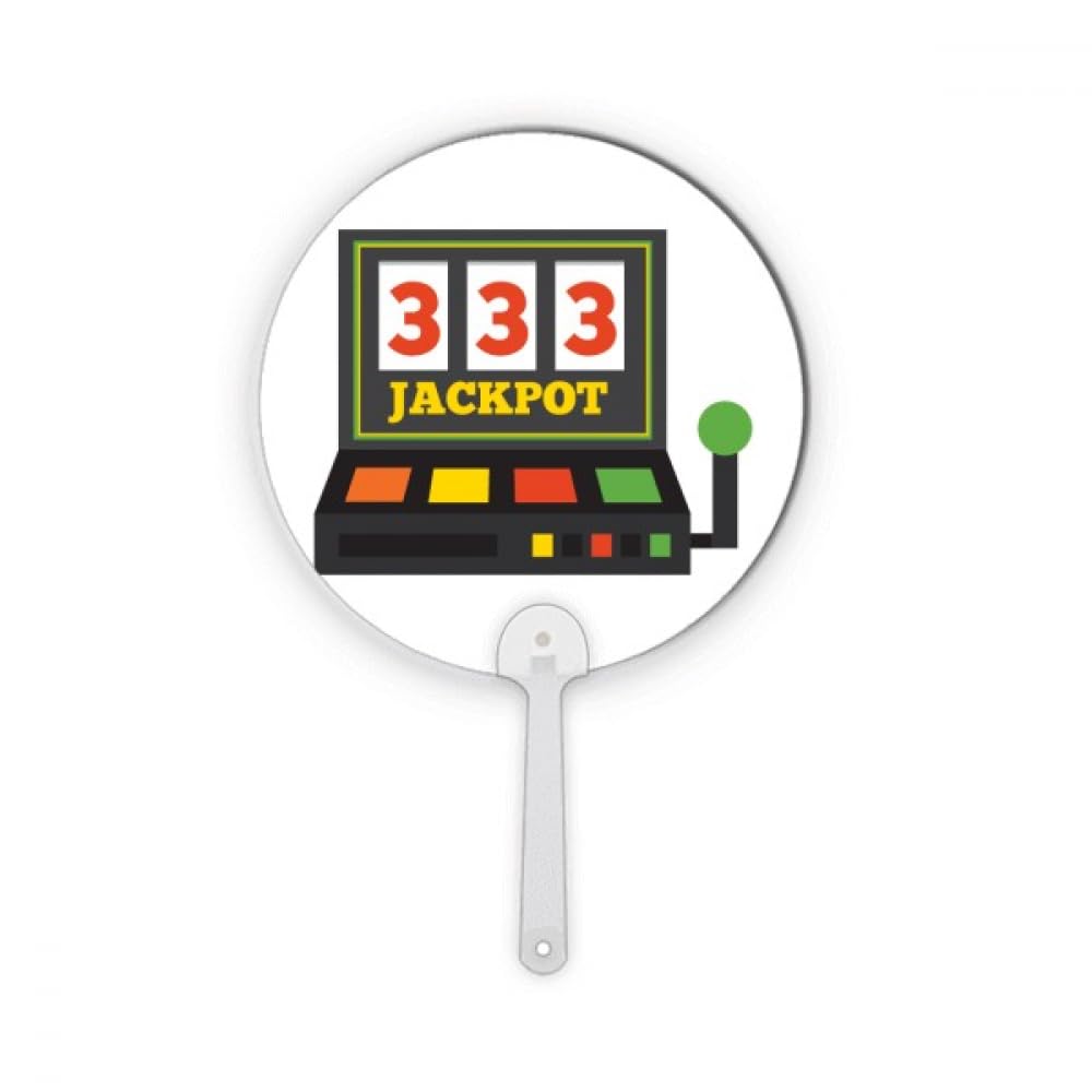 Ventilateur portatif rond en plastique avec illustration de jackpot et bandit manchot