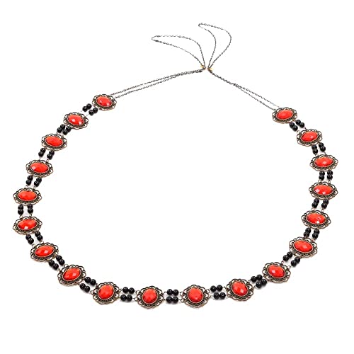 Graceart Tudors Dynasty Necklace Chain Of Office Livery Collar For Medieval Clothes(Red Cabochons)