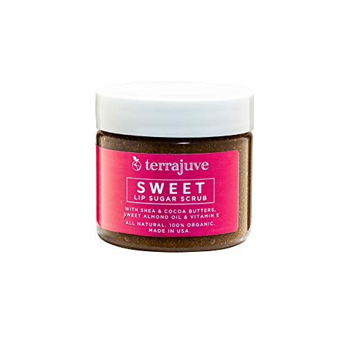 Sugar Lip Scrubs Treatment by Terrajuve, Lips Scrub Exfoliator and Moisturizer, with Shea and Cocoa Butter, Raw, Organic, Pure, All Natural, Made in USA