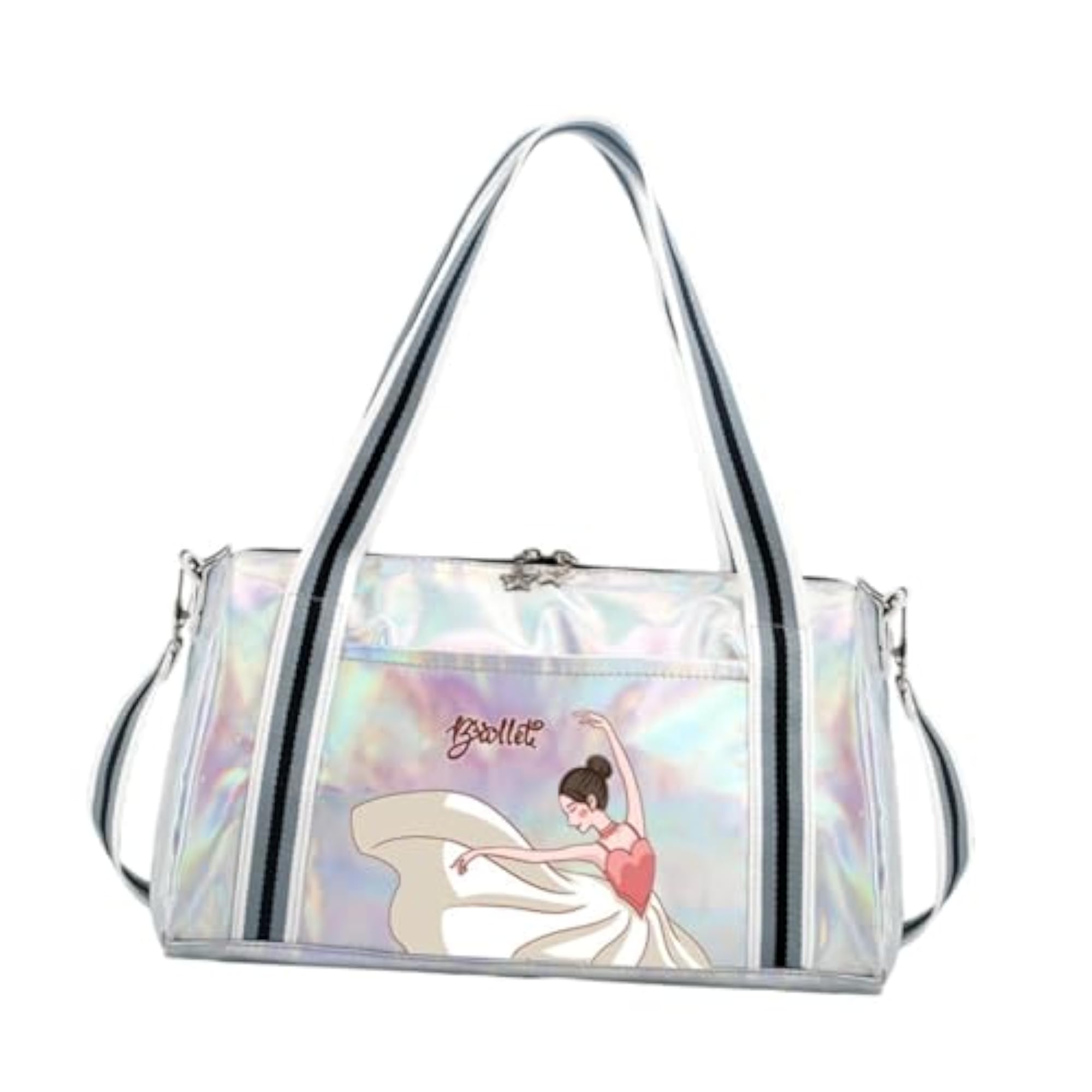 Portable Personal Item Dance Bag for Women, Silver