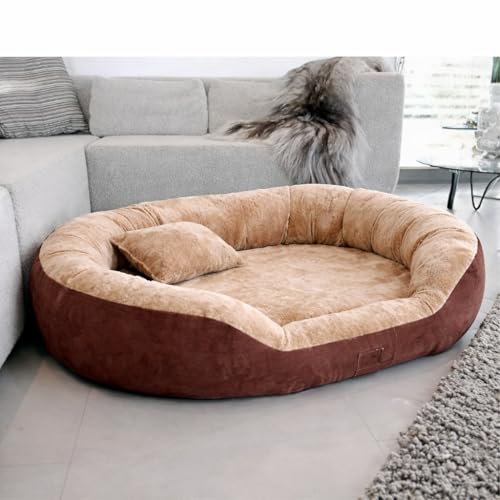 Image of Premium Fur Dog Bed for Small, Medium & Large Dogs | Orthopedic Washable Pet Bed with Fiber Filling, Anti-Slip Bottom & Calming Support | Luxury Mattress for Labrador,German Shepherd,Husky (L)