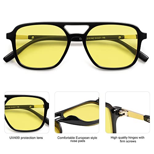 Image of SOJOS Retro Aviator Sunglasses for Women Men,Trendy Rectangle Womens Mens Shades Sun Glasses SJ2202