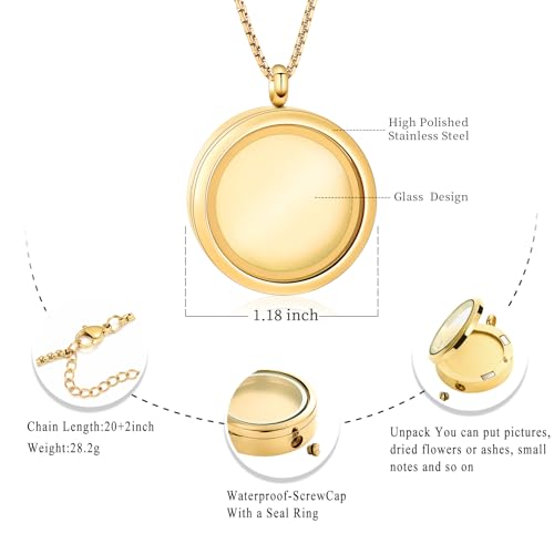 Oinsi Cremation Locket Necklace For Ashes Of Loved One Carry Photo Glass Memorial Urn Jewelry 316L Stainless Steel Keepsake Gifts3