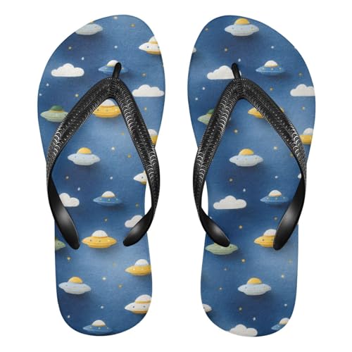 Flip Flop Sandals Cartoon Ufo Print for Women Men Beach Outdoor XS