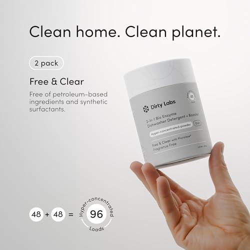 Image of Dirty Labs | Dishwasher Detergent and Booster | Scent Free | 96 Loads (2 lbs) | Ultra Clean, Spot Free, Quick Wash Optimized | Hyper Concentrated