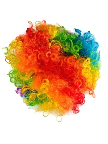 Image of BookMyCostume Buy Joker Clown Hair Wig & Foam Nose Unisex Adult & Kids Fancy Dress Costume Accessory, Multicolor