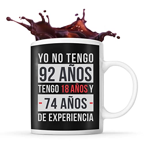 Taza de cumpleaños de 92 años | Tengo experiencia | Divertida y original idea de regalo para celebrar un cumpleaños