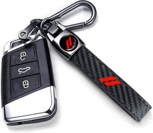 Image of Carbon Fiber Style Genuine Leather Car Keychain Keyring Accessories for Challenger Dakota Charger SRT 392 Avenger Durango ( / /)