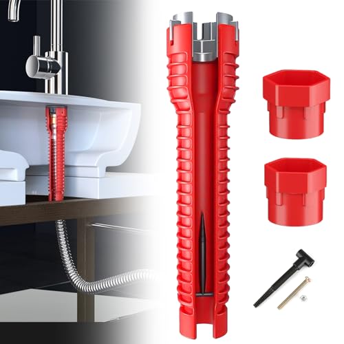 IBEIKE 8 in 1 Faucet Wrench Tool Set for Kitchen - Red Plumbing Tools Tap Sink Spanner Tap Multi-Purpose Wrench Tool for Tight Space, Sink Toilet Bowl, Bathroom Repair Installation 1 IBEIKE 8 in 1 Faucet Wrench Tool Set for Kitchen - Red Plumbing Tools Tap Sink Spanner Tap Multi-Purpose Wrench Tool for Tight Space, Sink Toilet Bowl, Bathroom Repair Installation