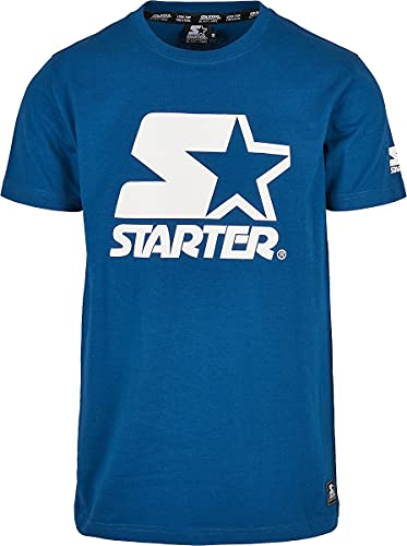 STARTER BLACK LABEL Pánské tričko s potiskem vpředu a rukávu, logo nášivka na lemu, sportovní kulatý výstřih, mnoho barev, velikost S až XXL, Modrá (blue night), l