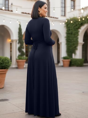 Image of KOH KOH Womens Maternity Long Sleeve V-Neck Flowy Winter Maxi Dress Gown