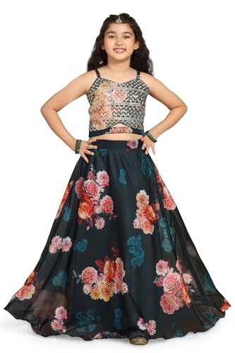Image of Fashion Dream Girl's Organza Readymade Tabby Lehenga Choli |Lehenga |Traditional Lehenga Choli
