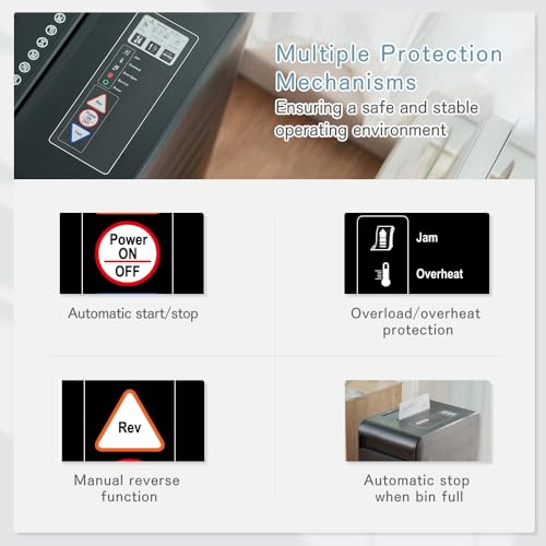 Monitaind SZJ1-0606 24-Sheet Heavy Duty Paper Shredder: Non-Stop Commercial Grade Shredder For Office Home P4 Level Security Cross-Cut Shredder Cd/Dvd/Card/Staple/Clip thumb #7