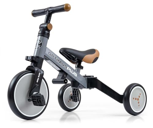 Milly Mally Bicycle 4in1 Optimus Plus Blaues Dreirad mit Griff, Laufrad für ein Kind schiebeauto ab 1 jahr dreirad von kettler dreirad kettler mit schubstange trike kinder kinderdreirad mit schubstang – Bild 3