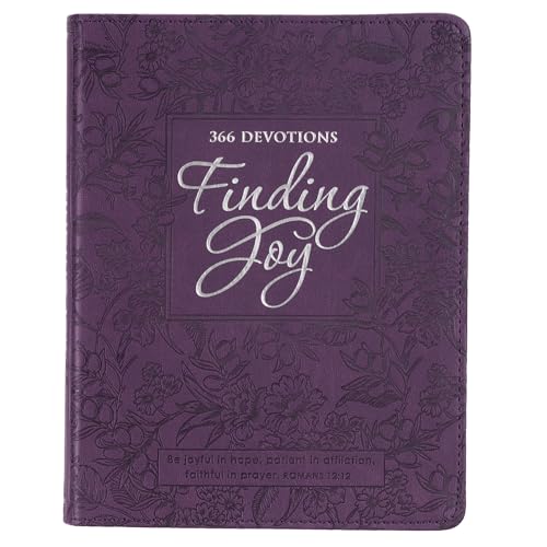 Finding Joy - 366 Devotions, Purple Floral Faux Leather Devotional for Women