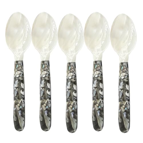 Cucharas de caviar de madreperla, 5 cucharas de nácar, cuchara de helado de huevo de caviar, cucharas decorativas para servir helado y café