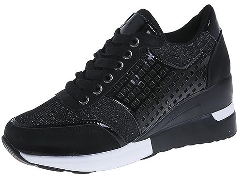 Gikleihwy Womens Leopard Print Round Toe Sneakers Fashion Lace Up