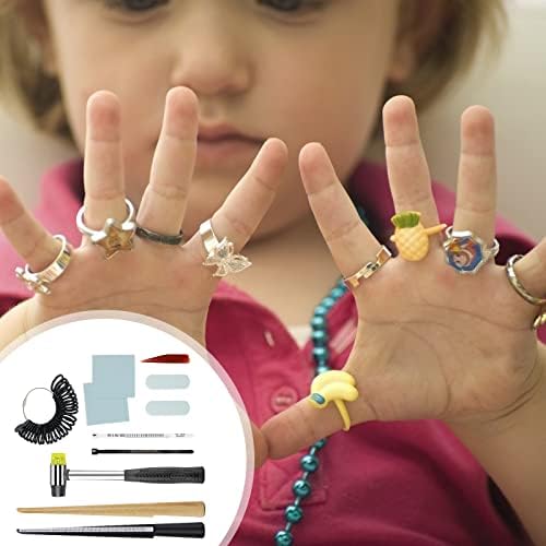 Ring Sizer UK Ring Making Tools Set, Ring Sizer Measuring Repair Tools Kit with Ring Mandrel Rubber Hammer Finger Ring Gauges Measurement Polishing Tool for Jewellery Making