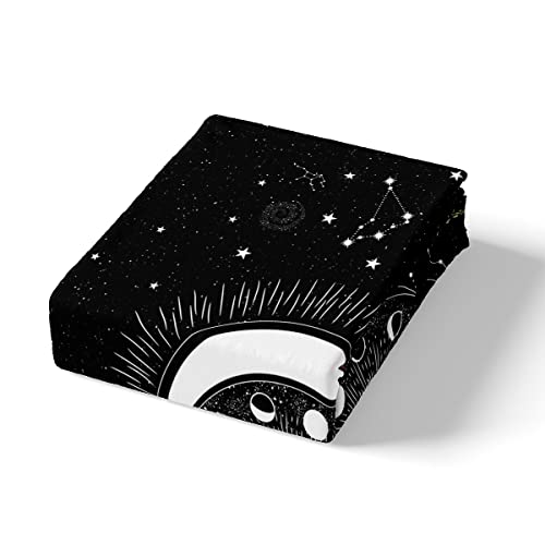 Sun Moon Kids Duvet Cover Set Stars Space Psychedelic Comforter Cover Boys Teens Black And White Queen Size Galaxy Bedding Set Botanical Branches Constellations Decor Quilt Cover With 2 Pillowcases #TOP3