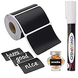 ONUPGO Chalkboard Labels-180pcs Waterproof Reusable Blackboard Stickers with 1 Liquid Chalk Marker...