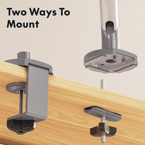 Image of FlexiSpot Single Monitor Arm, Premium Aluminum Monitor Desk Mount Fits Screen up to 35 Inches 19.84 lbs, Fully Adjustable Monitor Stand with C-Clamp & Grommet Base for Home Office, Gun Gray