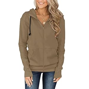 Fallorchid Womens Full-Zip Hoodies Casual Long Sleeve Sweatshirt with Pockets