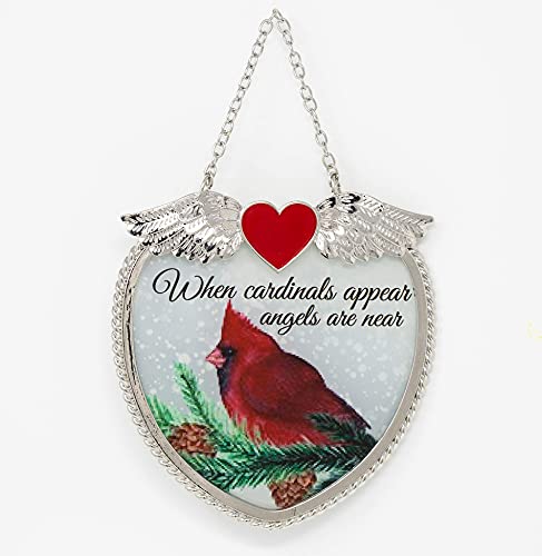 image for BANBERRY DESIGNS Memorial Cardinal Heart Suncatcher - 