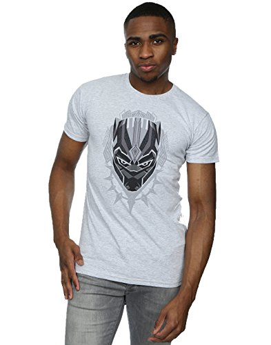 Marvel Men's Black Panther Head T-Shirt Sport Grey Medium