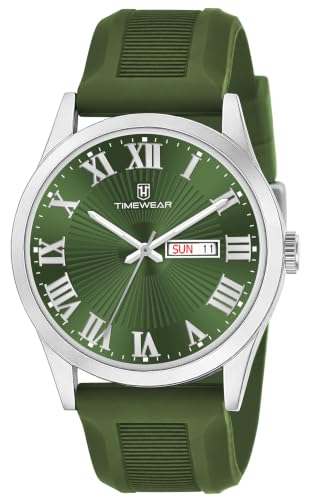 Image of TIMEWEAR Roman Track Dial, Day & Date Functioning, Silicone Strap Analog Watch for Men