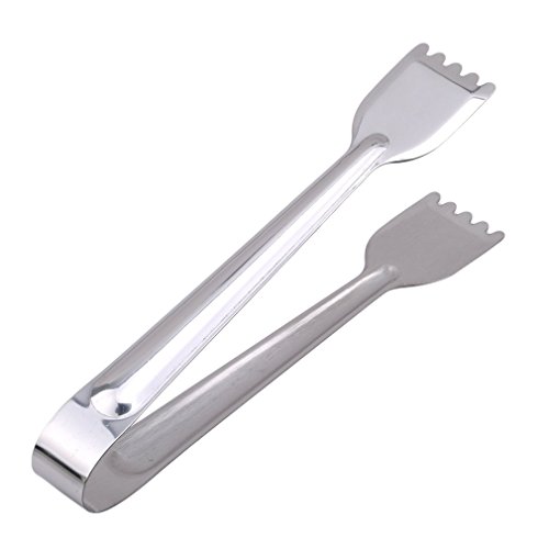 Lnlyin de Cuisine en Acier Inoxydable à tête Plate Alimentaire Tong Pain Clamp Pince pour Barbecue Nourriture Salade ustensile de Cuisine de Service, Acier Inoxydable, Silver, Large Type 2（26cm）