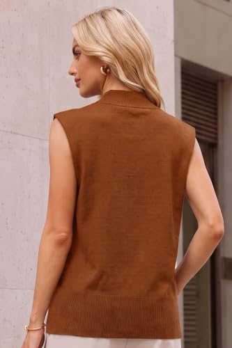 Image of Arach&Cloz Women's Wool Blend Mock Neck Sweaters Vest Business Casual Lightweight Trendy Tops Summer Outfits 2026