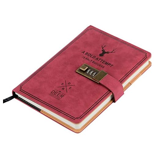 Leather Diary with Lock Diary Combination Lock Key Lock Journal Locking for Personal Secret Diary Notebooks for Journaling A5(Red)