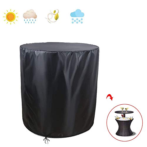 Pomer Patio Cooler Bar Table Cover For Keter 7.5-Gal Cool Bar Table, Outdoor Round Side End Table Cover Waterproof Beer Cooler Table Cover - 21" D X 23" H #TOP19
