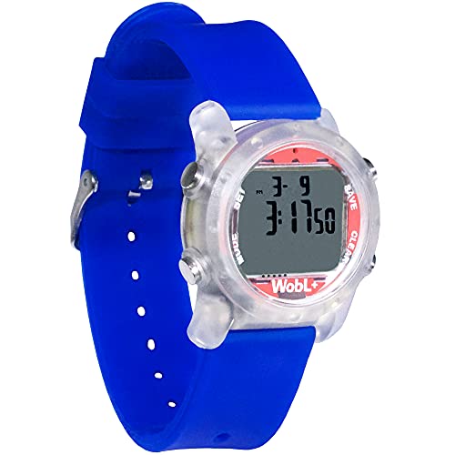 WobL+ World's Smallest & Best Waterproof Vibrating 9 Alarms + Countdown Timer Wristwatch for Sports/Medicine/Meeting/Potty Reminders, Blue
