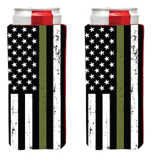 Pen Kit Mall PKM - DONALD J TRUMP 2024 MAGA Fits 12oz Slim Cans like Red Bull, White Claw (US ARMY THIN GREEN LINE)
